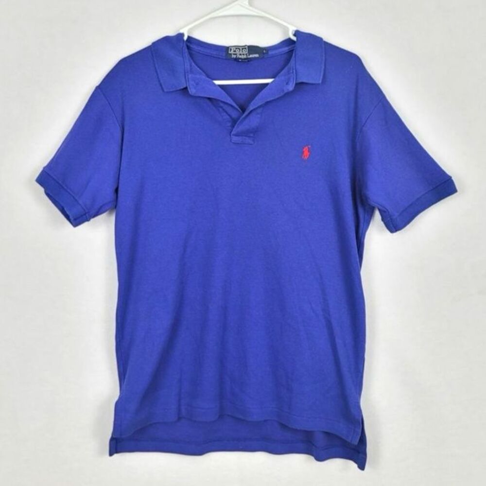 Polo Ralph Lauren Large Men's Royal Blue Short Sleeve Shirt 100% Cotton Preppy